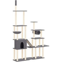 Produktbild von vidaXL Kratzbaum für Katzen mit Katzenhöhle und Sisal-Kratzsäulen aus Plüsch Dunkelgrau 279 cm