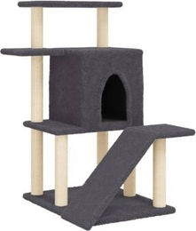 vidaXL Kratzbaum für Katzen mit Katzenhöhle und Sisal-Kratzsäulen aus Plüsch, Dunkelgrau, 97cm – Bild 1 von 10