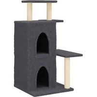 Produktbild von vidaXL Kratzbaum für Katzen mit Katzenhöhle und Sisal-Kratzsäulen aus Plüsch, Dunkelgrau, 97cm