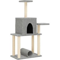 Produktbild von VidaXL Kratzbaum für Katzen mit Katzenhöhle und Sisal-Kratzsäulen aus Plüsch Grau 122cm