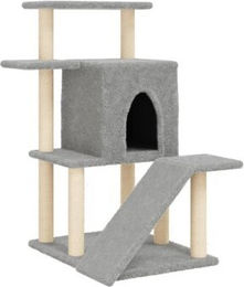 vidaXL Kratzbaum für Katzen mit Katzenhöhle und Sisal-Kratzsäulen aus Plüsch Grau 97cm – Bild 1 von 10
