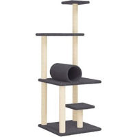 Produktbild von vidaXL Kratzbaum für Katzen mit Katzenhöhle und Sisal-Kratzsäulen aus Plüsch in Grau 136cm