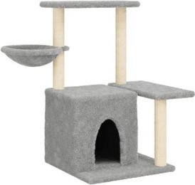 vidaXL Kratzbaum für Katzen mit Katzenhöhle und Sisal-Kratzsäulen aus Plüsch in Grau 83cm – Bild 1 von 11
