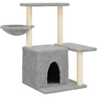 Produktbild von vidaXL Kratzbaum für Katzen mit Katzenhöhle und Sisal-Kratzsäulen aus Plüsch in Grau 83cm