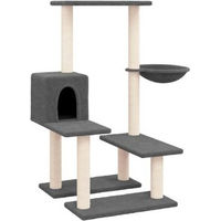 Produktbild von vidaXL Kratzbaum für Katzen mit Katzenhöhle und Sisal-Kratzsäulen in Dunkelgrau 94,5 cm