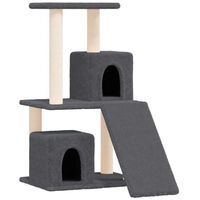 Produktbild von vidaXL Kratzbaum für Katzen mit Sisal-Kratzsäule und Katzenhöhle aus Plüsch in Grau 82cm