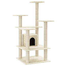 vidaXL Kratzbaum für Katzen mit Sisal-Kratzsäulen in Beige 110cm – Bild 1 von 10