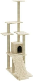 vidaXL Kratzbaum für Katzen mit Sisal-Kratzsäulen in Creme 155 cm – Bild 1 von 11