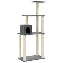 vidaXL Kratzbaum für Katzen mit Sisal-Kratzsäulen in Dunkelgrau 147 cm – Bild 1 von 13