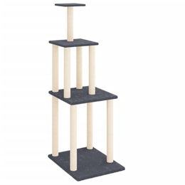 vidaXL Kratzbaum für Katzen mit Sisal-Kratzsäulen in Grau 149cm – Bild 1 von 6