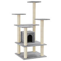 Produktbild von vidaXL Kratzbaum für Katzen mit Sisal-Kratzsäulen in Hellgrau 110 cm