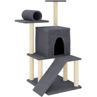 Produktbild von vidaXL Kratzbaum für Katzen mit Sisal-Kratzsäulen, Rampe, Tunnel und Liegeflächen, Grau, 110,5 cm