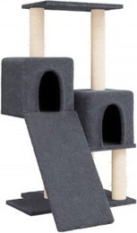 vidaXL Kratzbaum für Katzen mit Sisal Kratzsäulen und 2 Katzenhöhlen in Dunkelgrau mit Plüschbespielung – Bild 1 von 10