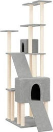 vidaXL Kratzbaum für Katzen mit Sisal-Kratzsäulen und Katzenhöhle aus Plüsch, Hellgrau, 190 cm – Bild 1 von 13