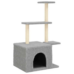 vidaXL Kratzbaum für Katzen mit Sisal-Kratzsäulen und Katzenhöhle in Grau – Bild 1 von 8
