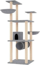 vidaXL Kratzbaum für Katzen mit Sisal Kratzsäulen und Körben aus Plüsch in Grau – Bild 1 von 11