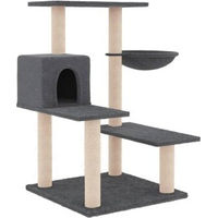 Produktbild von vidaXL Kratzbaum für Katzen mit Sisal-Kratzsäulen und Kuschelhöhle in Grau mit Plüschbespielung