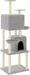 vidaXL Kratzbaum für Katzen mit Sisal-Kratzsäulen und Kuschelhöhlen in Grau – Bild 1 von 11