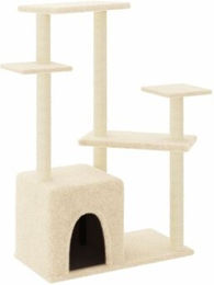VidaXL Kratzbaum für Katzen mit Sisal Kratzsäulen und Plüsch in Creme/Beige – Bild 1 von 10