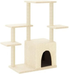 vidaXL Kratzbaum für Katzen mit Sisal-Kratzsäulen und Plüsch in Creme/Beige – Bild 1 von 10