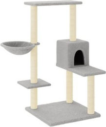 vidaXL Kratzbaum für Katzen mit Sisal-Kratzsäulen und Plüsch in Grau – Bild 1 von 4