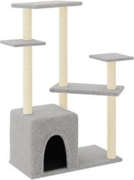 vidaXL Kratzbaum für Katzen mit Sisal-Kratzsäulen und Plüsch in Grau – Bild 1 von 10