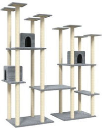 vidaXL Kratzbaum für Katzen mit Sisal-Säulen und Plüsch in Grau 174 cm – Bild 1 von 10