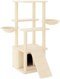VidaXL Kratzbaum für Katzen mit Sisalsäulen und Körben in Creme mit weichem Plüsch – Bild 1 von 11
