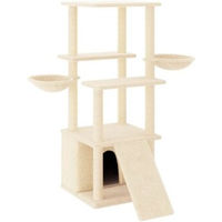 Produktbild von VidaXL Kratzbaum für Katzen mit Sisalsäulen und Körben in Creme mit weichem Plüsch