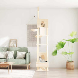 vidaXL Kratzbaum mit Deckenspanner Creme aus Plüsch und Sisal 277-303 cm – Bild 1 von 1