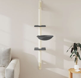 vidaXL Kratzbaum mit Kratzsäule zur Wandmontage aus Plüsch und Sisal in Dunkelgrau 142,5 cm – Bild 1 von 2