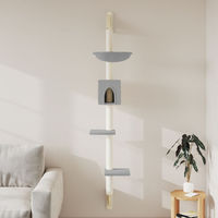 Produktbild von vidaXL Kratzbaum mit Kratzsäule zur Wandmontage aus Sisal und Plüsch Hellgrau 187 cm
