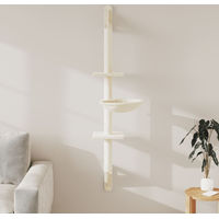 Produktbild von vidaXL Kratzbaum mit Kratzsäule zur Wandmontage in Creme 142,5 cm aus Plüsch und Sisal