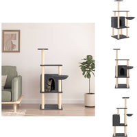 Produktbild von vidaXL Kratzbaum mit Sisal-Kratzsäulen Dunkelgrau 132 cm