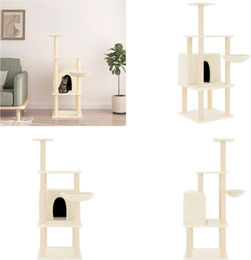 vidaXL Kratzbaum mit Sisal Kratzsäulen in Creme 132 cm – Bild 1 von 1