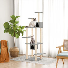 vidaXL Kratzbaum mit Sisal-Kratzsäulen in Grau 176 cm – Bild 1 von 6