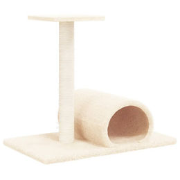 vidaXL Kratzbaum mit Tunnel für Katzen in Creme 60x34,5x50 cm – Bild 1 von 1