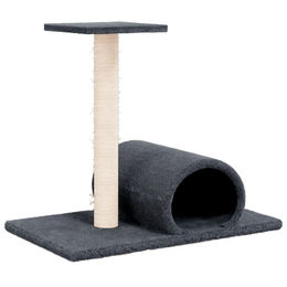 vidaXL Kratzbaum mit Tunnel für Katzen in Dunkelgrau 60x34,5x50 cm – Bild 1 von 2