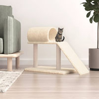 Produktbild von vidaXL Kratzbaum mit Tunnel und Rampe aus Plüsch und Sisal in Creme 55,5 cm
