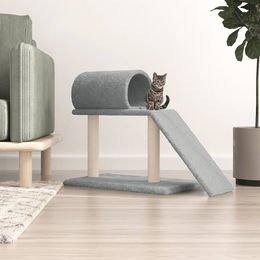 vidaXL Kratzbaum mit Tunnel und Rampe in Hellgrau 55,5 cm aus Plüsch und Sisal – Bild 1 von 2