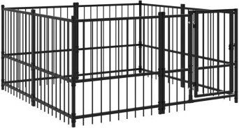 VidaXL Laufstall aus Metall für Hunde und Welpen Schwarz – Bild 1 von 3