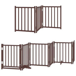 vidaXL Laufstall Hundetor aus Holz mit Tür faltbar Braun 750 cm – Bild 1 von 8