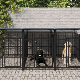 Vidaxl Laufstall Hundezwinger aus Metall mit Dach Schwarz 5,63 m² – Bild 1 von 3