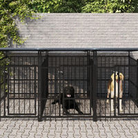 Produktbild von Vidaxl Laufstall Hundezwinger aus Metall mit Dach Schwarz 5,63 m²