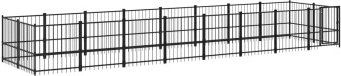 VidaXL Laufstall Hundezwinger aus Stahl Schwarz – Bild 1 von 3