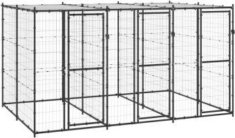 VidaXL Outdoor-Hundehütte aus Metall mit wasserdichtem Dach in Schwarz – Bild 1 von 3