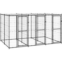 Produktbild von VidaXL Outdoor-Hundehütte aus Metall mit wasserdichtem Dach in Schwarz