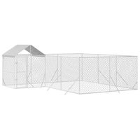 Produktbild von vidaXL Outdoor-Hundehütte aus verzinktem Metall mit wasserdichtem Dach in Silber und Weiß