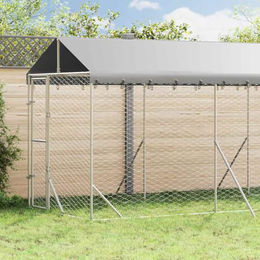 vidaXL Outdoor Hundehütte aus verzinktem Stahl Silber 2x6x2,5m wasserabweisend – Bild 1 von 3
