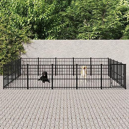 VidaXL Outdoor Hundezwinger aus Metall in Schwarz 23,52m² – Bild 1 von 4